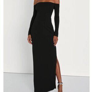 Lulus Stunning Excellence Black Off-the-shoulder Maxi Dress - Size M